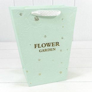 Пакет подарочный "Ваза для цветов" 25*30*16 260г "Flower Garden" Зеленовато-голубой 1/10 1/200 Арт: 000233K/1