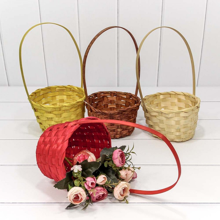 Корзина плетёная Круглая 16*10/30 с ручкой "Береста" (ассортимент) 1/240 Арт: 420-200