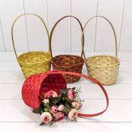 Корзина плетёная Круглая 16*10/30 с ручкой &quot;Береста&quot; (ассортимент) 1/240 Арт: 420-200 - Корзина плетёная Круглая 16*10/30 с ручкой "Береста" (ассортимент) 1/240 Арт: 420-200