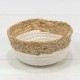 Корзина плетёная Круглая 15*7 (±5%) из камыша и хлопка (78) Натуральный/Белый 1/120 Арт: 420167/78