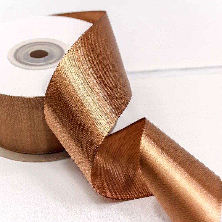 Лента Атласная Сатин 3,8см*25ярд Бежево-коричневый 1/5 1/120 Арт: 562-38/30