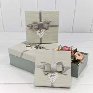 Коробки Квадратные Набор 1/3 19*19*9,5 с бантом &quot;For You&quot; Серый 1/36 Арт: 7201530/7 - Коробки Квадратные Набор 1/3 19*19*9,5 с бантом "For You" Серый 1/36 Арт: 7201530/7