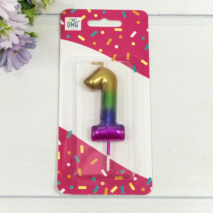 Свеча для торта Цифра 1 "Градиент" 6см 1/12 1/120 Арт: 20010-15/1