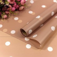 Плёнка 0,58*10м матовая "Горох" Бледно-коричневый/Белый 1/30 Арт: 001361/9