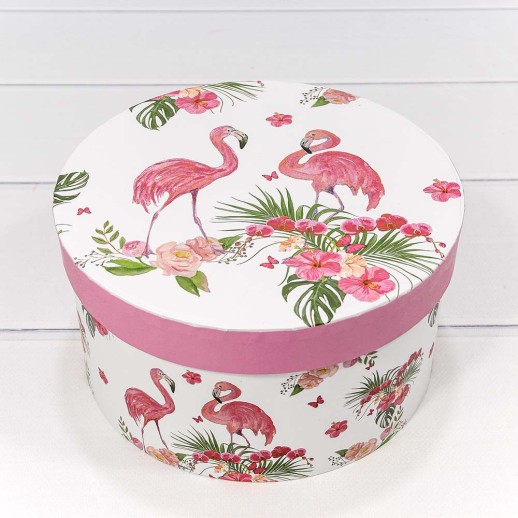 Коробки Круглые Набор 1/3 21*11,5 "Фламинго с цветами" 1/18 Арт: 7212247/0535