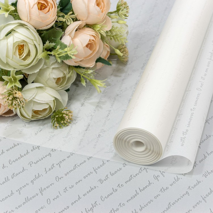 Плёнка 59см 800г матовая "Письмо" 55мкм Белый 1/6 1/12 Арт: 80008/2