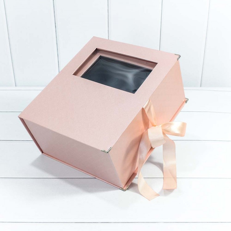 Коробки "Книжка" Набор 1/2 26*22,5*12 с окошком в клетку Розовый 1/16 Арт: 720320/2