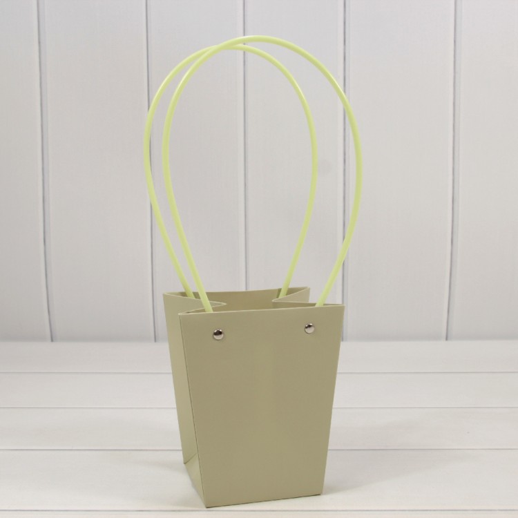 Пакет подарочный "Ваза для цветов" 15,5*13*9,5 Бледно-оливковый 1/10 1/150 Арт: 000170G/6200