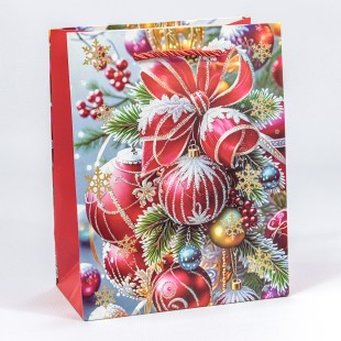 Пакет подарочный с блёстками "Новый год" (микс 559) 18*23*10 210г 1/20 1/360 Арт: 300559E