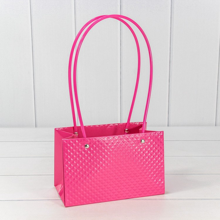 Пакет подарочный "Ваза для цветов" 19*12*10,5 260г "Ромбики" Малиновый 1/10 1/150 Арт: 000237GA/2039