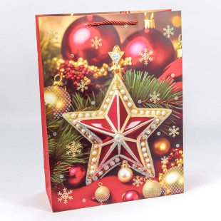 Пакет подарочный с блёстками "Новый год" (микс 559) 31*42*12 210г 1/20 1/120 Арт: 300559A