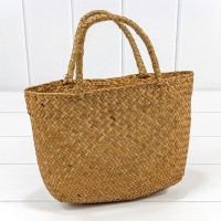 Корзина плетёная 28*17 (±5%) из камыша с ручками Натуральный 1/100 Арт: 420122/3