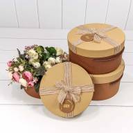 Коробки Круглые Набор 1/3 22*12 с бантом Коричневый (ассортимент) 1/30 Арт: 7201480/1 - Коробки Круглые Набор 1/3 22*12 с бантом Коричневый (ассортимент) 1/30 Арт: 7201480/1