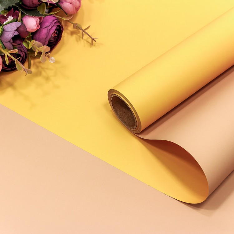 Плёнка 0,58*10м 275г матовая двухсторонняя 65мкм Жёлтый/Персиковый 1/30 Арт: 1604/116