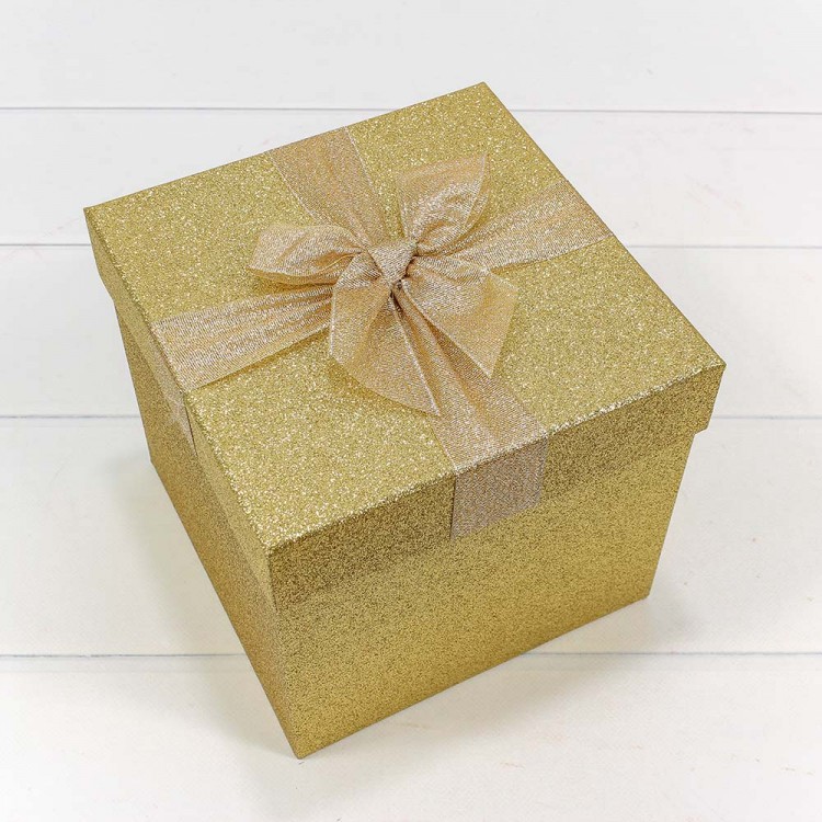 Коробки Куб Набор 1/6 20*20*18,3 "Блеск" Золотой 1/12 Арт: 7308019/10040
