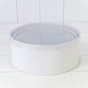 Коробки Круглые Набор 1/3 26,5*11,2 с прозрачной крышкой Белый 1/12 Арт: 720820/1