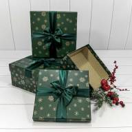 Коробки Квадратные Набор 1/3 24*24*11,5 &quot;Снежинки&quot; Зелёный 1/24 Арт: 720300-701 - Коробки Квадратные Набор 1/3 24*24*11,5 "Снежинки" Зелёный 1/24 Арт: 720300-701