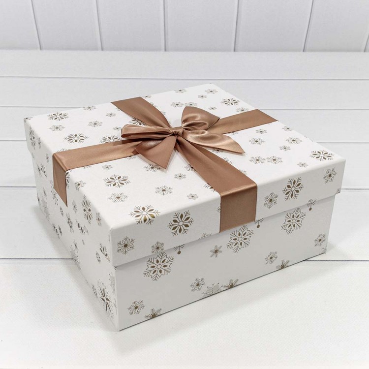 Коробки Квадратные Набор 1/3 24*24*11,5 "Снежинки" Белый 1/24 Арт: 720300-702