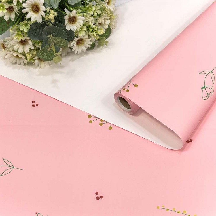 Плёнка 0,58*10м матовая "Веточки" 60мкм Розовый 1/30 Арт: 001387/5