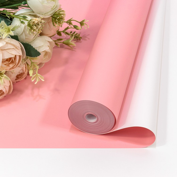 Плёнка 59см 800г матовая двухсторонняя 65мкм Розовый/Белый 1/6 1/12 Арт: 80004/182