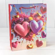 Пакет подарочный с 3D аппликацией "Сердца" (микс 112) 26*32*10 210г 1/20 1/240 Арт: 000112C - Пакет подарочный с 3D аппликацией "Сердца" (микс 112) 26*32*10 210г 1/20 1/240 Арт: 000112C