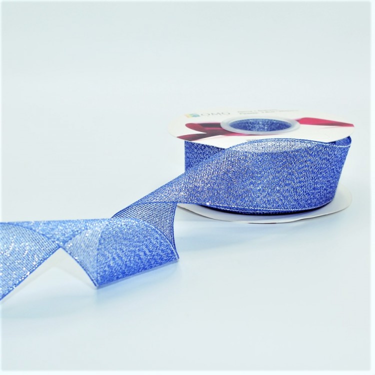 Лента Парча с блеском 3,8см*25ярд Синий 1/6 1/108 Арт: 557-38/121